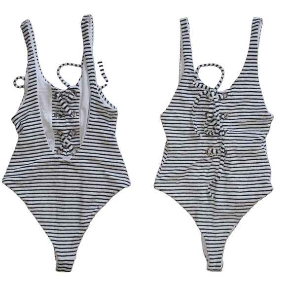 Mara Hoffman Terry Lace Up One Piece Swimsuit NWT Size Small - Picture 5 of 10